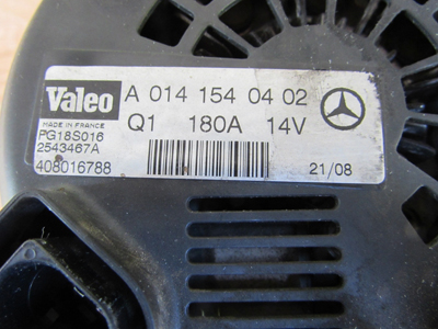 Mercedes R171 Alternator Valeo 180A 14V SLK350 GL ML R Class A01415404024